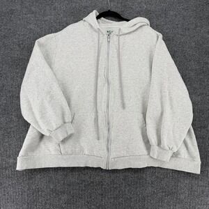Womens Zip Hoodie 2XL Oversized Gray Plus Size Sweatshirt Shiny By Nature